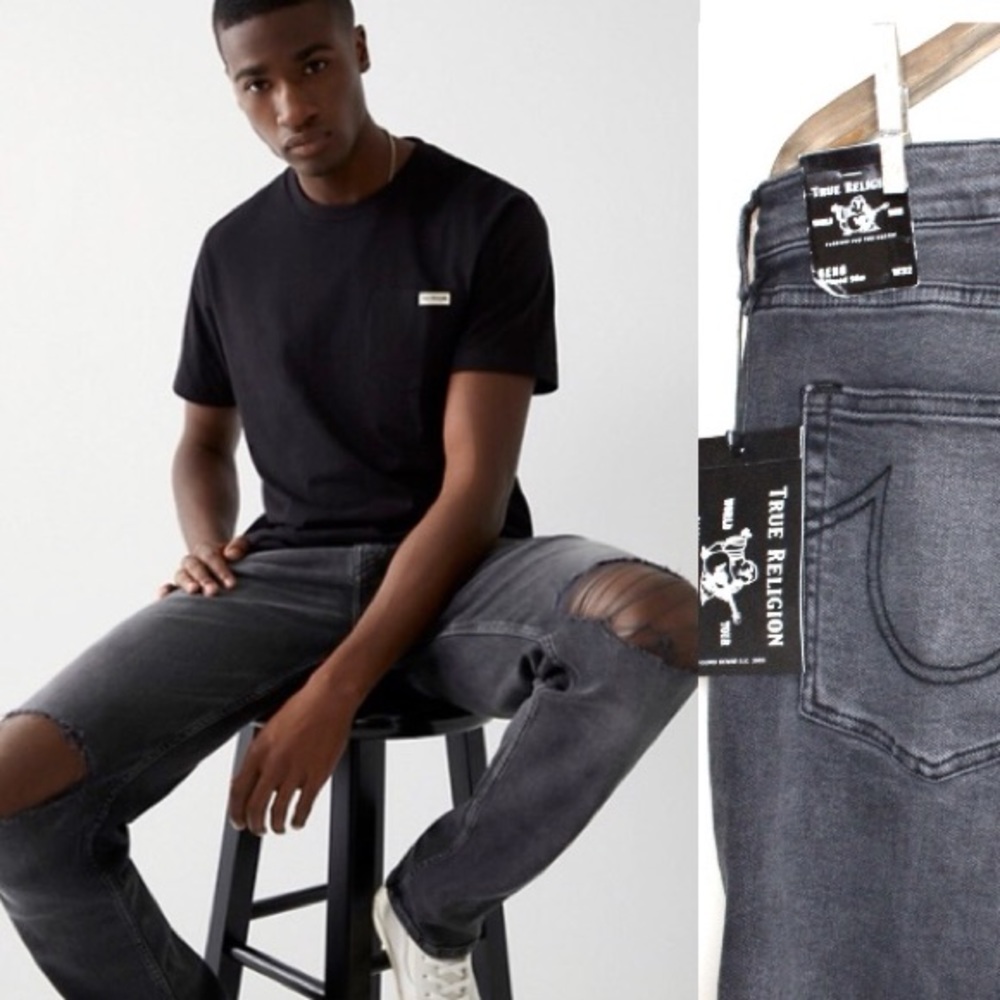 True Religion NWT Distressed Vintage Wash Geno Relaxed Slim Jeans 32 - Picture 1 of 11